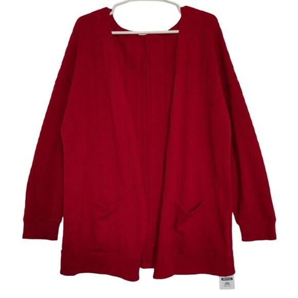 Alishebuy Women's Red Cardigan Sweater Long Sleeve Open Front Pockets, Size L. - Picture 1 of 7